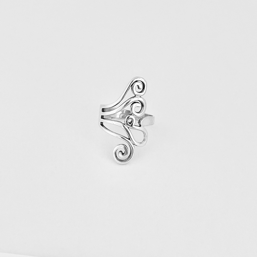 Sterling Silver Statement Swirly Ring, Silver Rings, Swirl Jewelry, Spiral Ring - Picture 4 of 14